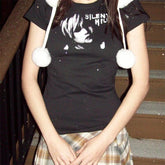 Bxoxo Gothic vintage Punk Aesthetic women's Crop Top Chic Geometric Pattern Print Streetwear Emo Girls Harajuku Y2K Grunge Hip Hop Top